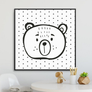 Triangle bear - plakat dla dzieci , wymiary - 40cm x 40cm, kolor ramki - czarny