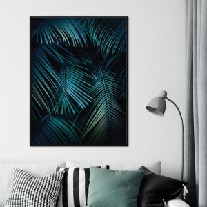 Plakat w ramie - palms night , wymiary - 20cm x 30cm, ramka - czarna