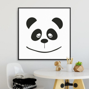 Panda face - plakat dla dzieci , wymiary - 80cm x 80cm, kolor ramki - czarny