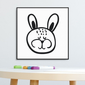 Sweet rabbit - plakat dla dzieci , wymiary - 50cm x 50cm, kolor ramki - biały
