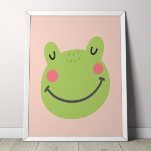 Żabka - plakat dla dzieci , wymiary - 70cm x 100cm, kolor ramki - czarny