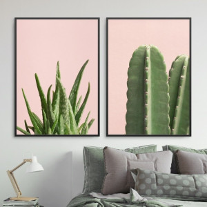 Zestaw dwóch plakatów - pink nature , wymiary - 60cm x 90cm (2 sztuki), kolor ramki - biały