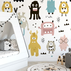 Tapeta dziecięca - pastel monsters , rodzaj - tapeta flizelinowa laminowana