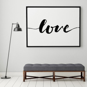 Love - plakat typograficzny , wymiary - 50cm x 70cm, ramka - czarna