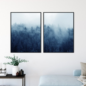 Zestaw dwóch plakatów - night forest , wymiary - 30cm x 40cm (2 sztuki), kolor ramki - czarny