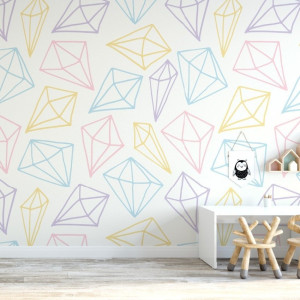 Tapeta dziecięca - pastel diamonds , rodzaj - tapeta flizelinowa laminowana