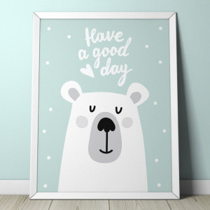 Teddy bear - plakat dla dzieci , wymiary - 30cm x 40cm, kolor ramki - czarny