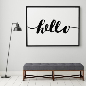 Hello - plakat typograficzny , wymiary - 50cm x 70cm, ramka - czarna