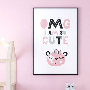 Omg i'm so cute - plakat dla dzieci , wymiary - 60cm x 90cm, kolor ramki - czarny