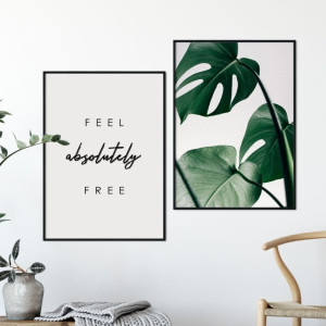 Zestaw dwóch plakatów - feel absolutely free , wymiary - 50cm x 70cm (2 sztuki), kolor ramki - biały