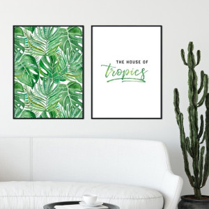 Zestaw dwóch plakatów - the house of tropics , wymiary - 40cm x 50cm (2 sztuki), kolor ramki - czarny
