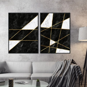 Zestaw dwóch plakatów - smart marble , wymiary - 30cm x 40cm (2 sztuki), kolor ramki - biały