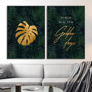 Zestaw dwóch plakatów - golden days , wymiary - 60cm x 90cm (2 sztuki), kolor ramki - biały