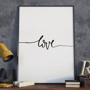 Plakat w ramie - minimalist love , wymiary - 40cm x 50cm, ramka - biała