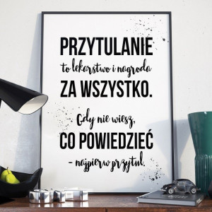 Plakat w ramie - przytulanie , wymiary - 40cm x 50cm, ramka - biała