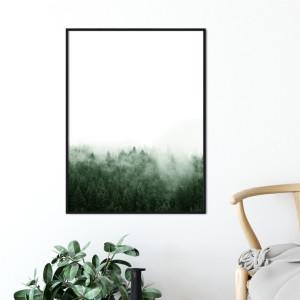 Plakat w ramie - rising forest , wymiary - 70cm x 100cm, ramka - czarna