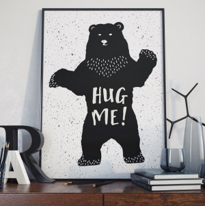Hug me! - plakat designerski , wymiary - 18cm x 24cm, ramka - czarna
