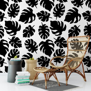 Tapeta na ścianę - monstera painting , rodzaj - tapeta flizelinowa
