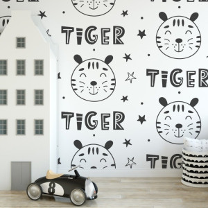 Tapeta dziecięca - cute tiger , rodzaj - tapeta flizelinowa laminowana
