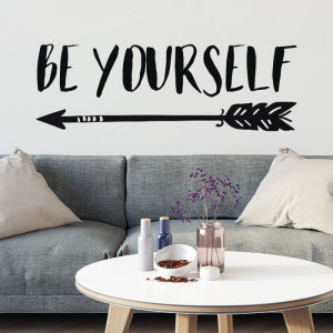 Be yourself - autorska naklejka ścienna , kolor naklejki - biała, wymiary naklejki - 180cm x 60cm