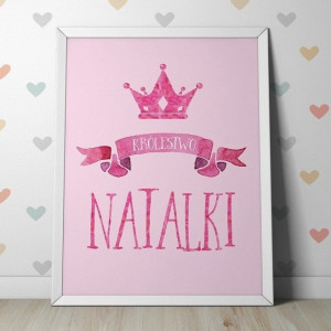 Królestwo dziecka - personalizowany plakat dziecięcy , wymiary - 40cm x 50cm, kolor ramki - biały