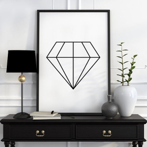 Diamond - plakat designerski , wymiary - 30cm x 40cm, ramka - czarna , wersja - na białym tle