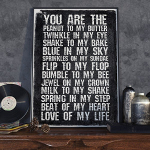 You are the peanut to my butter - plakat typograficzny , wymiary - 50cm x 70cm, ramka - czarna