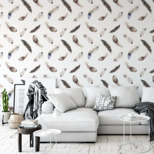 Tapeta na ścianę - soft feathers design , rodzaj - tapeta flizelinowa laminowana