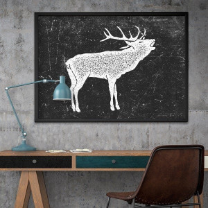 Skandynawski jeleń - designerski plakat w ramie , wymiary - 50cm x 70cm, kolor ramki - biały