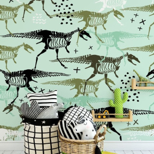 Tapeta dla dzieci - dino skeleton , rodzaj - próbka tapety 50x50cm