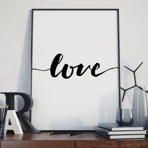 Love - plakat w stylu skandynawskim , wymiary - 30cm x 40cm, kolor ramki - biały
