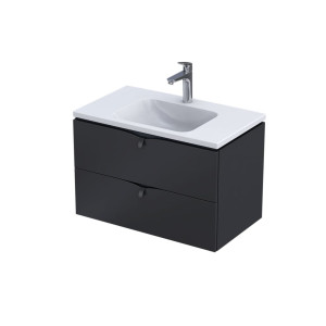 Siena - Szafka Podumywalkowa 80Cm, Dwie Szuflady, Kolor: Ciepły Czarny Mat, Or45-Sd2S-80-8