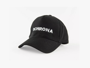 Czapka z daszkiem z białym napisem "OCHRONA"
