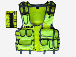 Kamizelka taktyczna odblaskowa seledynowa siatkowa z napisami "POLICJA" - S