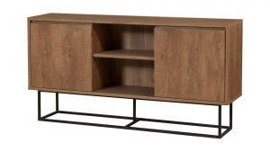 Buffet 2 portes 2 niches effet Noyer 140 cm - Nerio