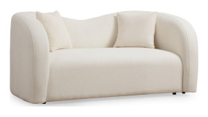 Canapé arrondi 2 places en tissu bouclé beige - Miro