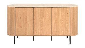 Buffet 3 portes effet Chêne et Travertin 160 cm - Juna
