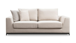 Canapé droit 2 places en tissu beige - Nello