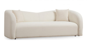 Canapé arrondi 3 places en tissu bouclé beige - Miro