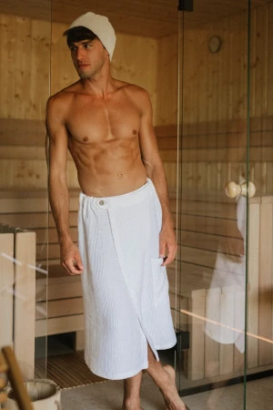 Kilt Do Sauny 100% Len Wafel White