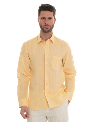 Vincenzo De Lauziers Camicia lino manica lunga Giallo Uomo S