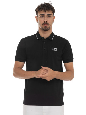 EA7 Polo in cotone piquet Nero Uomo M