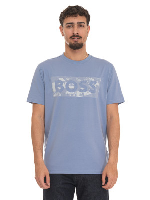 Boss T-shirt TS-GLOBE-LOGOPATTERN Celeste Uomo S