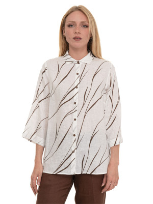 Quality First Camicia in lino Tabacco Donna L