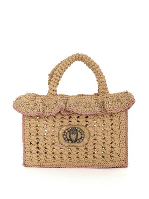 Kurt Geiger Borsa in rafia Chelsea ruffle tote Naturale Donna UNI
