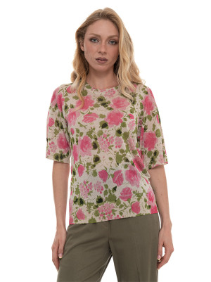 Liu Jo T-shirt Bianco-rosa-verde Donna L