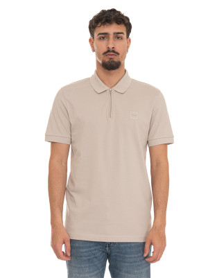 Boss Polo in cotone piquet Grigio chiaro Uomo XXL