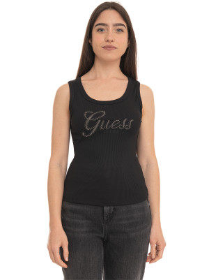 Guess Canotta a costina Nero Donna S