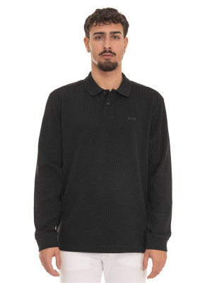 Boss Polo manica lunga PETEMPESTOLONG Nero Uomo L