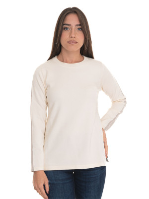 Quality First Maglia in viscosa Bianco-beige Donna L